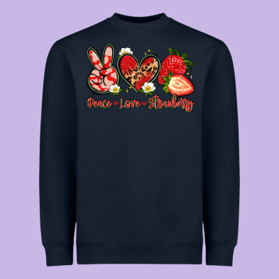 Peace Love Strawberry Heavyweight Sweatshirt Designed By Artiststas