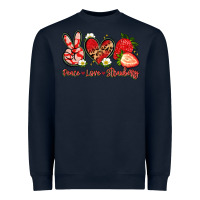 Navy peace love strawberry Heavyweight Sweatshirt - Artiststas