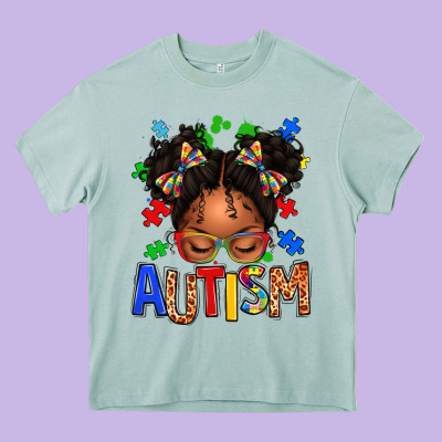 Autism Afro Girl Heavy Core Tee Designed By Texasbilliewilder
