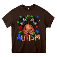 Chocolate Brown autism afro girl Heavy Core Tee - texasbilliewilder