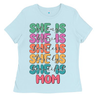 Baby Blue she is mom Ladies Tee - JahusDesignShop