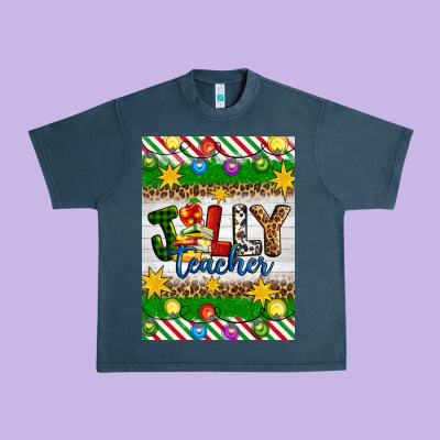 Christmas Jolly Teacher Urban Heavy Tee Designed By Artiststas
