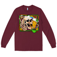 Burgundy st patricks day peace skull Long Sleeve Tee - Jasminsmagicworld