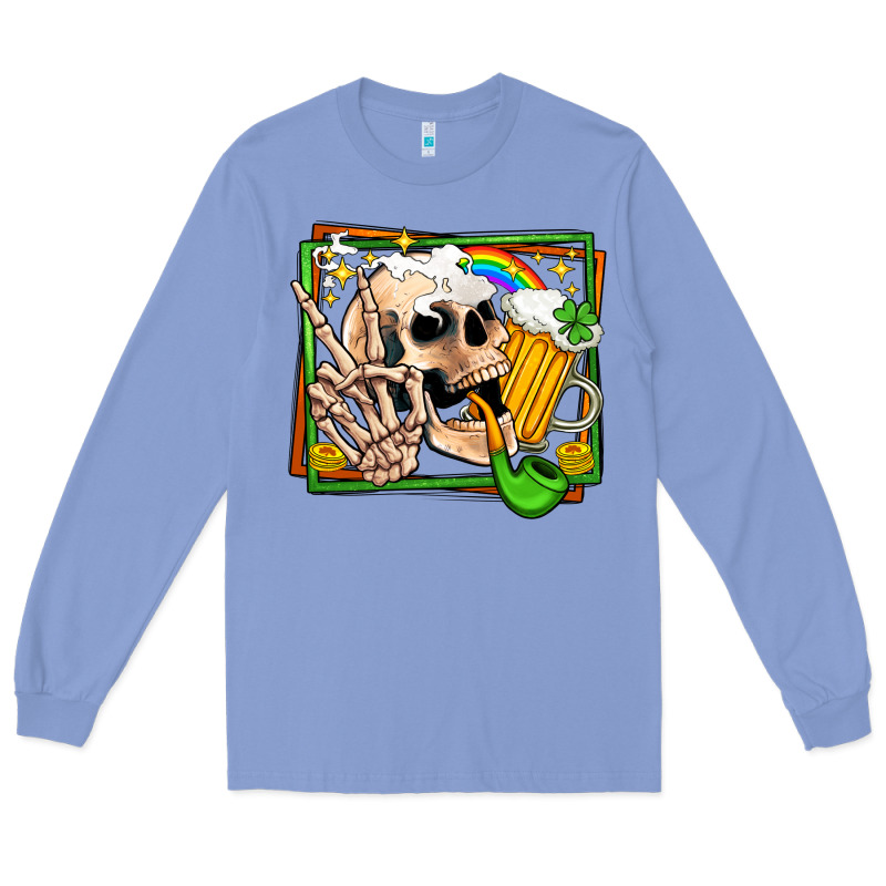 St Patricks Day Peace Skull Long Sleeve Tee by Jasminsmagicworld | Teevron