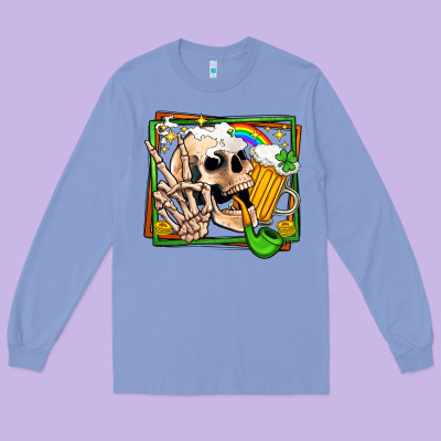 St Patricks Day Peace Skull Long Sleeve Tee Designed By Jasminsmagicworld