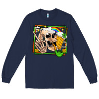 Navy st patricks day peace skull Long Sleeve Tee - Jasminsmagicworld