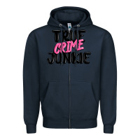 Navy true crime junkie Zipper Hoodie - MaliasSmallBusiness