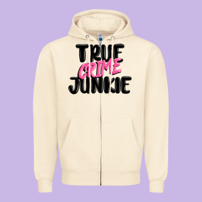 True Crime Junkie Zipper Hoodie Designed By Maliassmallbusiness