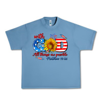 Pebble Blue with god all things are possible usa Urban Heavy Tee - AdoDesignShop