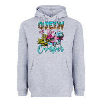 Heather Grey Queen Of The Camper Heavyweight Hoodie - BundleAndBundleShop