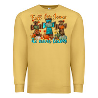 Antique Gold fall for jesus he never leaves Premium Sweatshirt - BundleAndBundleShop