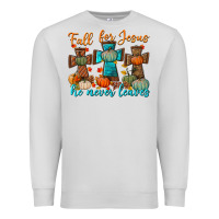 Dove Grey fall for jesus he never leaves Premium Sweatshirt - BundleAndBundleShop