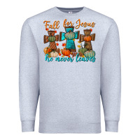 Heather Grey fall for jesus he never leaves Premium Sweatshirt - BundleAndBundleShop