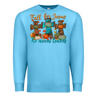 Ocean Blue fall for jesus he never leaves Premium Sweatshirt - BundleAndBundleShop