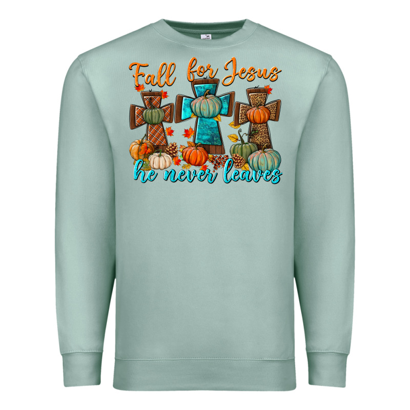 Fall For Jesus He Never Leaves Premium Sweatshirt by BundleAndBundleShop | Teevron