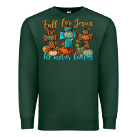 Sports Green fall for jesus he never leaves Premium Sweatshirt - BundleAndBundleShop