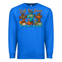 True Royal fall for jesus he never leaves Premium Sweatshirt - BundleAndBundleShop