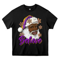 Black believe purple and gold african american santa Heavy Core Tee - RanaPortraitStore