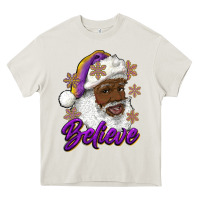 Cream believe purple and gold african american santa Heavy Core Tee - RanaPortraitStore