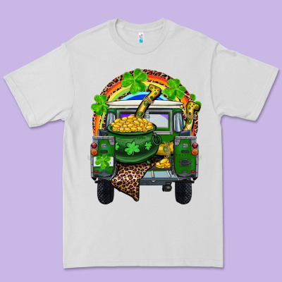 Premium Tee St Patrick's Day Truck With Pot Of Gold Horseshoe And Rainbow
