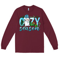 Burgundy cozy season winter christmas Long Sleeve Tee - NancyCooperArtShop
