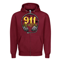 Burgundy 911 dispatcher Zipper Hoodie - MaliasSmallBusiness