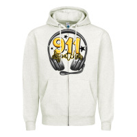 Oatmeal Heather 911 dispatcher Zipper Hoodie - MaliasSmallBusiness