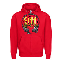 Red 911 dispatcher Zipper Hoodie - MaliasSmallBusiness