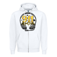 White 911 dispatcher Zipper Hoodie - MaliasSmallBusiness
