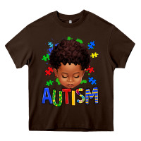 Chocolate Brown autism afro kid full face Heavy Core Tee - texasbilliewilder