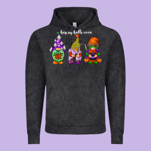 Happy Halloween Gnomes White Vintage Hoodie Designed By Racoondesign