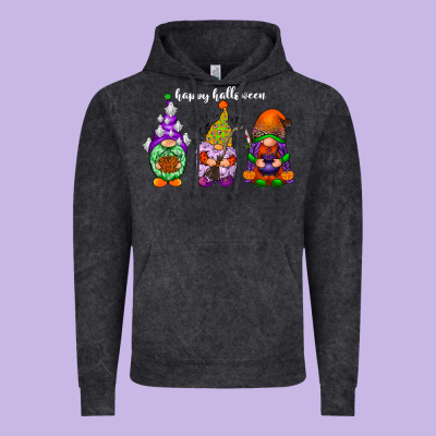 Happy Halloween Gnomes White Vintage Hoodie Designed By Racoondesign