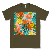 Army Green pineapple and lemon seamless pattern Classic Tee - BundleAndBundleShop