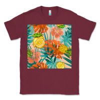 Burgundy pineapple and lemon seamless pattern Classic Tee - BundleAndBundleShop