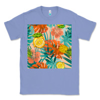 Colony Blue pineapple and lemon seamless pattern Classic Tee - BundleAndBundleShop