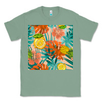 Sage pineapple and lemon seamless pattern Classic Tee - BundleAndBundleShop