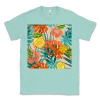 Seafoam pineapple and lemon seamless pattern Classic Tee - BundleAndBundleShop