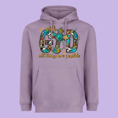 With God All Things Are Possible With Cross Heavyweight Hoodie Designed By Bundleandbundleshop