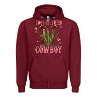 Burgundy cool it cupid i will find my own cowboy Zipper Hoodie - MaliasSmallBusiness