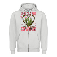 Dove Grey cool it cupid i will find my own cowboy Zipper Hoodie - MaliasSmallBusiness