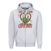 Heather Grey cool it cupid i will find my own cowboy Zipper Hoodie - MaliasSmallBusiness