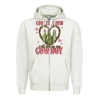 Oatmeal Heather cool it cupid i will find my own cowboy Zipper Hoodie - MaliasSmallBusiness