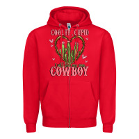 Red cool it cupid i will find my own cowboy Zipper Hoodie - MaliasSmallBusiness