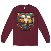 Burgundy cowboys and beers Long Sleeve Tee - NancyCooperArtShop