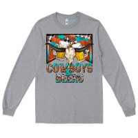 Heather Grey cowboys and beers Long Sleeve Tee - NancyCooperArtShop