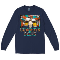 Navy cowboys and beers Long Sleeve Tee - NancyCooperArtShop