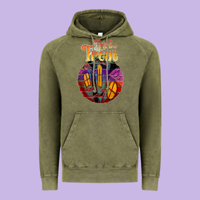 Trick Treat Black Vintage Hoodie Designed By Jahusdesignshop