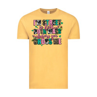 Vintage Mustard floral i am street so look both ways before you cr Vintage Tee - AdoDesignShop