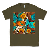 Army Green cowboy boots and hat seamless pattern Classic Tee - BundleAndBundleShop