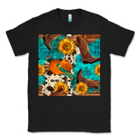 Black cowboy boots and hat seamless pattern Classic Tee - BundleAndBundleShop